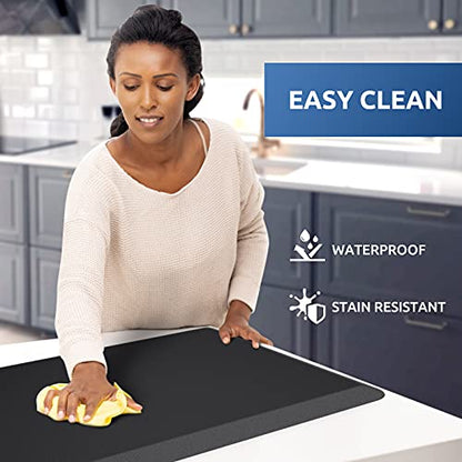 Kitchen Mat Cushioned Anti Fatigue Rug Standing and Comfort Floor Mats (Black / 28"L x 17.3"W x 0.5"Th)