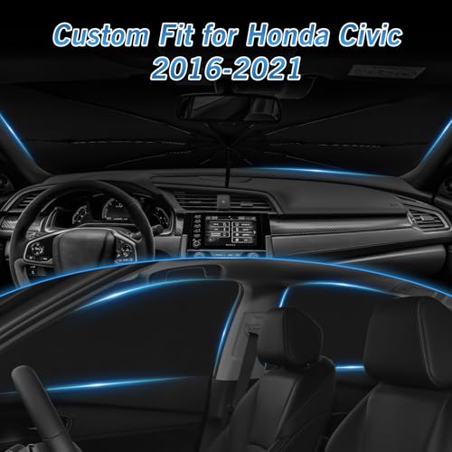 Windshield Sun Shade Umbrella for Honda Civic 2016 2017 2018 2019 2020 2021 Rear Window Shades 100% UV Protection and Blackout Privacy 5PCS Car Window Covers Accessories (5-Piece Set | Fits Honda Civic 2016-2021)