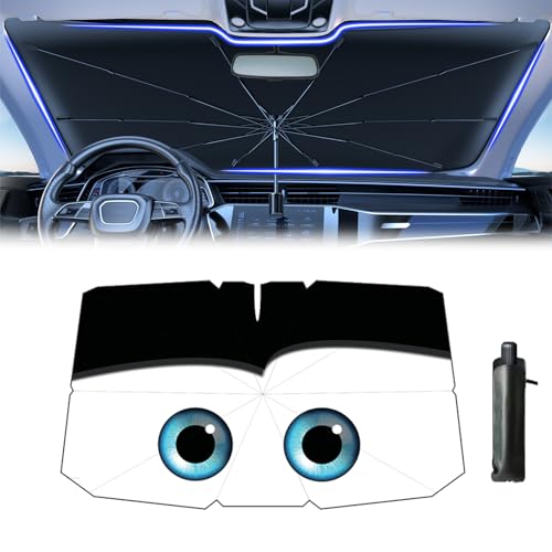 Windshield Sun Shade 2025 Car Accessories 100% Blackout Car Front Windsow Shades Umbrella Automotive Sun Visor Block Heat Insulation Protection (Black)