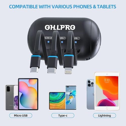Multi Car Retractable Backseat 3 in 1 Car Charging Station Box Compatible with All Phones (Car Adapter | 3-IN-1 Charging Station)
