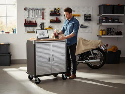 Heavy Duty Rolling Storage Cabinet with Wheels and Drawers (2 Door (28" W x 18” D x 34.5" H) / Graphite)