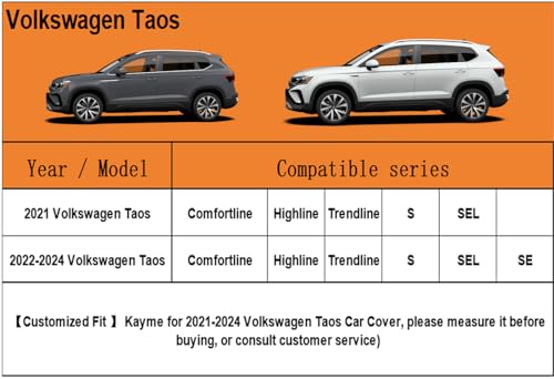 6 Layers Waterproof SUV Car Cover for VW Volkswagen Taos 2021 (LM-Silver / 92. Custom Fit Volkswagen Taos)