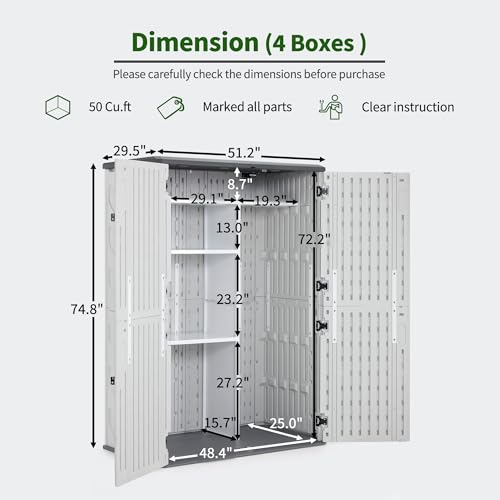 Macrout 50 Cu Ft Outdoor Storage Cabinet with Shelves (Medium)