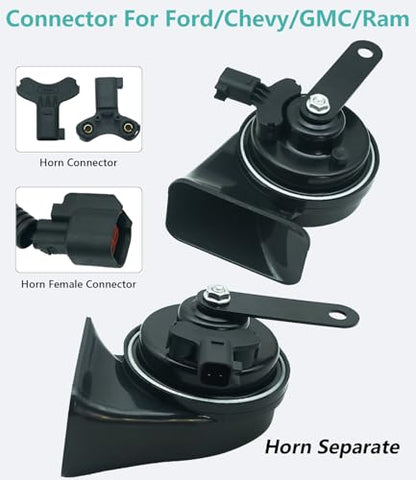 126dB Dual Tone Car Horn Kit with 2 Connector Types (Ford(2 Connectors))