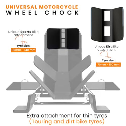 Universal Wheel Chock for Motorcycle Stand for Trailer Completely Adjustable Detachable Foldable Wheel Chock (Black V-1)