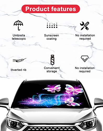 Purple Butterfly Car Sunshade (One Size / Purple Butterfly)