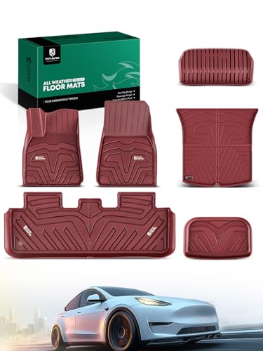 Automotive Floor Mats for Tesla Model Y 2020 (Red / 6-Piece Set)