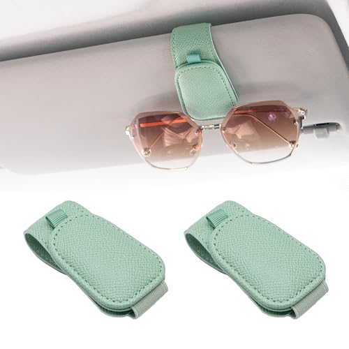 2 Packs Magnetic Sunglass Holder for Car Visor (Green / 2pcs)