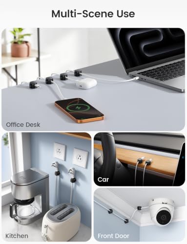 6 Pack Rotating Magnetic Cord Organizer Clips Cable Management (Matte Black - Rotatable)