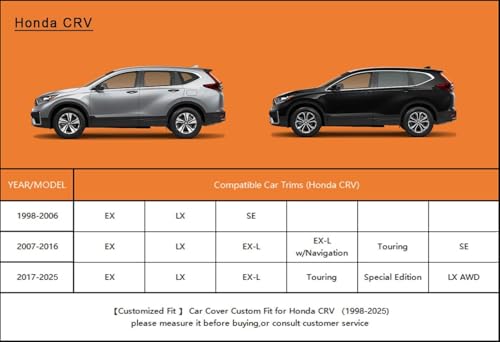7 Layers Waterproof SUV Car Cover for Honda CRV CR (PE-Black / Custom Fit Honda CR-V)