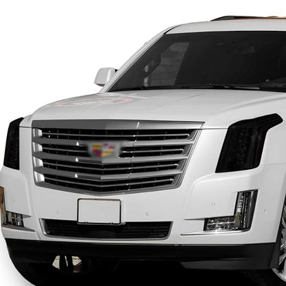 Full Headlight Head Light Tint Kit Fits Cadillac Escalade (FRONT KIT / Dark Smoke)