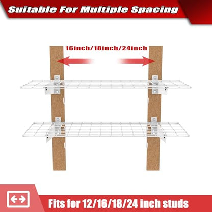 2 Pack Garage Wall Shelves (White-15x45)