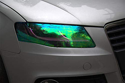 12 by 48 inches Self Adhesive Shiny Chameleon Headlights Tail Lights Fog Lights Films (Light Blue)