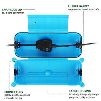 Outdoor Extension Cord Safety Cover (Blue / Medium Box: 9.5" L x 3" W x 2.9" H)