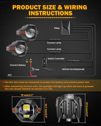 MT8 Series Motorcycle Fog Lights Auxiliary Lights Driving Lights (Black)