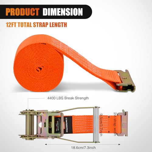 E Track Ratchet Straps 2 Pack 2" x 12' (2in x 12ft E-Track Ratchet Straps)