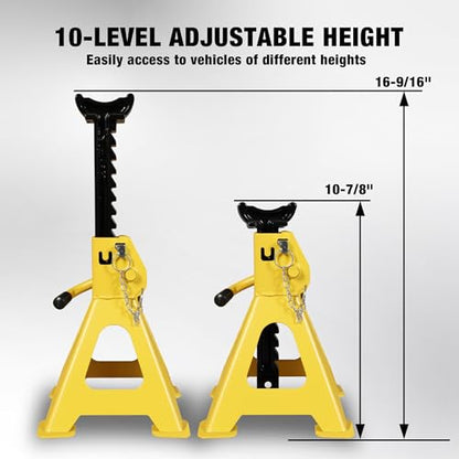 Car Jack Stands 3 Ton with Double Locking and Large Foot Base for Lifting SUVS (yellow / 3 ton double locking and upgraded base)
