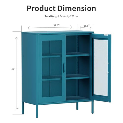 Metal Storage Cabinet with Mesh Doors (Blue / 40''H)
