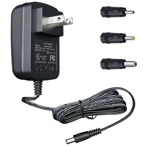 UL Listed 15V 1A 6 ft AC DC Power Supply Adapter with 3 Tips Replacement Backup Cord for Litter (15V1A+3 Tips)