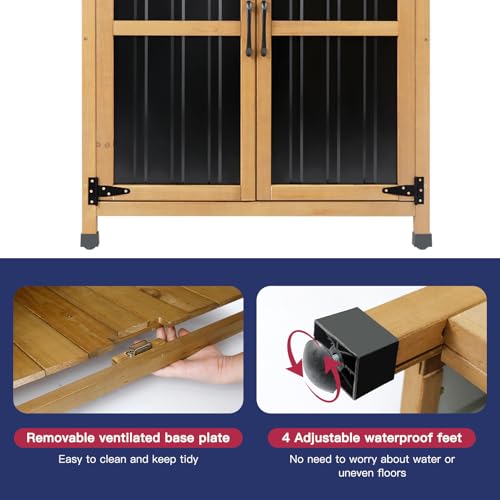 Wood & Metal Outdoor Storage Cabinet with Waterproof Roof (13.5" D x 34.5" W x 39" H)