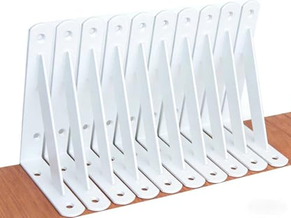 12 Pack L5 x H 3" White Heavy Duty Shelf Brackets with Screws Metal Shelf Brackets Shelf Support Angle Brackets for Shelves L Brackets Heavy Duty Floating Shelf (12 Pack-White / 5''x3'')