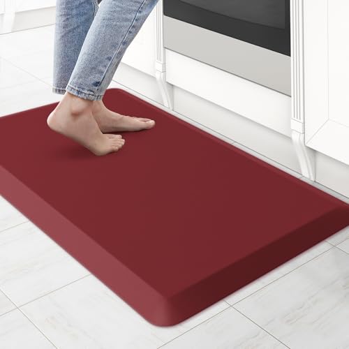 0.8" Thick Kitchen Mat Cushioned Anti Fatigue Rug Comfort Floor Mats (Red / 28"L x 17.3"W x 0.8"Th)