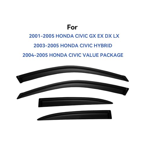 Window Visors Rain Guards for Honda Civic 2001 2002 2003 2004 2005 Sedan (2001-2005 Honda Civic Sedan)