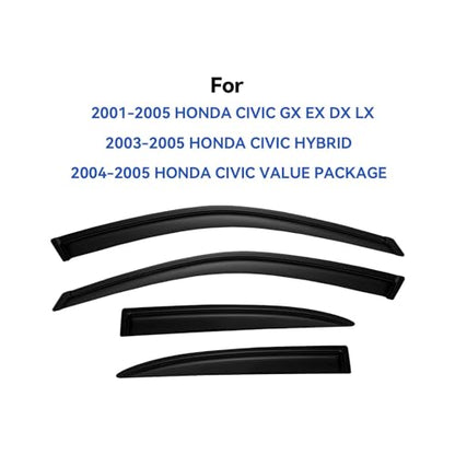 Window Visors Rain Guards for Honda Civic 2001 2002 2003 2004 2005 Sedan (2001-2005 Honda Civic Sedan)