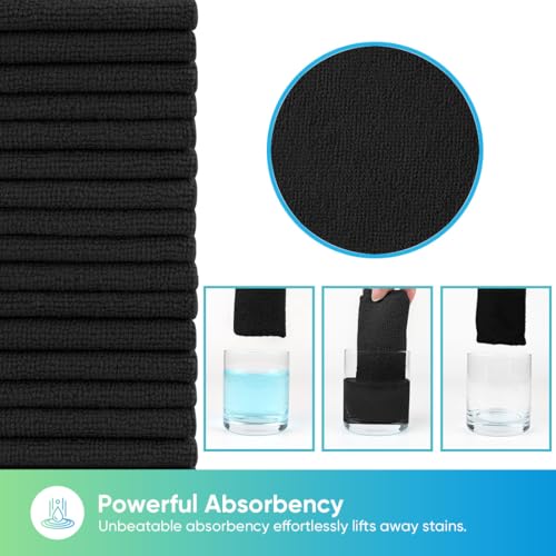 Black Microfiber Cleaning Cloth 100PK (Black / 11.5 x 11.5 Inch)
