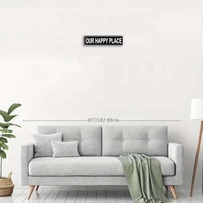 OUR HAPPY PLACE SPACE Metal Tin Street Sign Bar Cafe Garage Cave Home Room Wall Bathroom Farmhouse Garden Porch Patio Decor (OUR HAPPY PLACE)