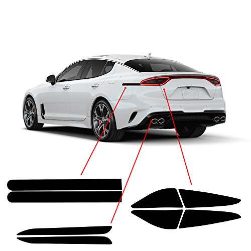 Tail Light Sidemarkers Rear Reflectors Lamp Precut Tint Kit Compatible with and Fits Kia Stinger GT (Side Reflectors & Tail Lights / Dark Smoke)