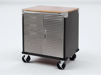 Heavy Duty Rolling Storage Cabinet with Wheels and Drawers (1 Door, 4 Drawer (28" W x 25" D x 34.5" H) / Graphite)