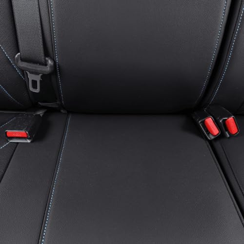 Custom Fit Tacoma Rear Car Seat Covers for Toyota Tacoma 2016 2017 2018 2019 2020 2021 2022 2023 Access Cab (Leather (Black with Blue Trim) / 2016-2023 Access Cab,2DR-Only 2nd Row)