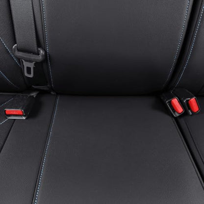 Tacoma Front Seat Covers Custom Fit for Toyota Tacoma 2012 2013 2014 2015 (Leather (Black with Blue Trim) / 2012-2015 Tacoma Front Row (Regular Seats))