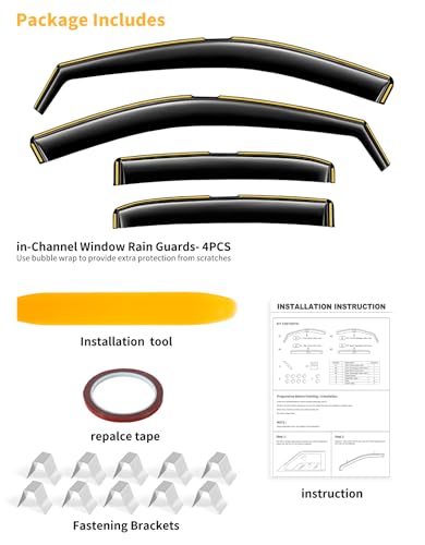 in Channel Window Visors Rain Guards for Dodge Durango 2011 (Fit for 2011-2026 Dodge Durango)