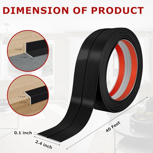 Wall Corner Protector Peel and Stick Corner Trim Molding (2.4 In x 40 Ft / Black)
