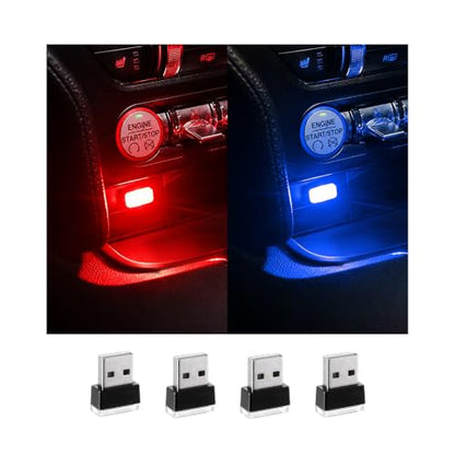 4 PCS USB LED Car Interior Atmosphere Lamp (Red & Blue)