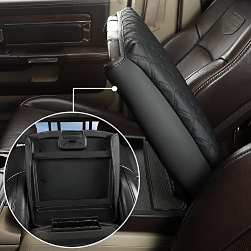 Center Console Cover Armrest Cover Cushion Fits Dodge RAM 1500 2500 3500 2009 2010 2011 2012 2013 2014 2015 2016 2017 2018 (PVC Leather-Black / for Bucket Console 2009-2018 Ram)