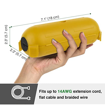 3 Pack] Flemoon Outdoor Extension Cord Safety Cover with Waterproof Seal (Yellow / Small Box: 5.3" L x 2" W x 2" H)