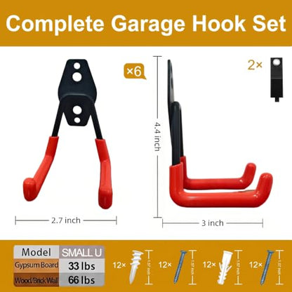 6 Pack Small Square Heavy Duty Garage Hooks (Orange / Small Square-6pcs)