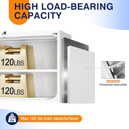 Metal Wall Cabinet with Doors and Shelves (16"D x 32"W x 22"H / White)