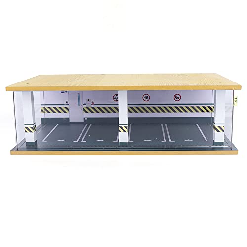 1 24 Parking Garage Model Car Garage Display Case with Clear Acrylic Cover and LED Lighting Toy Car Storage Tabletop Showcase for Boy Kids Home Toy Stores (4 Parking Space)