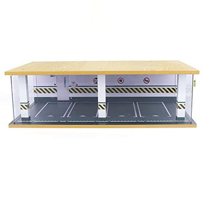 1 24 Parking Garage Model Car Garage Display Case with Clear Acrylic Cover and LED Lighting Toy Car Storage Tabletop Showcase for Boy Kids Home Toy Stores (4 Parking Space)