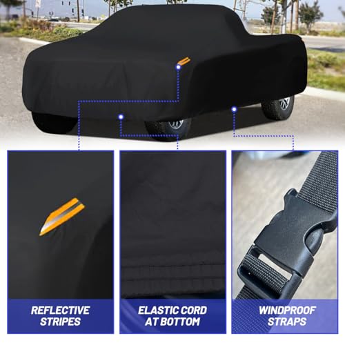Waterproof Car Cover All Weather Snowproof UV Protection Windproof Outdoor Full Truck Cover (m Fit Truck Length(Up to 210 Inch) / All black)