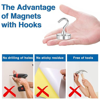 Magnetic Hooks for Cruise Cabins 130LBS Heavy Duty Magnet Hook 25P (Silver / 1.26in)