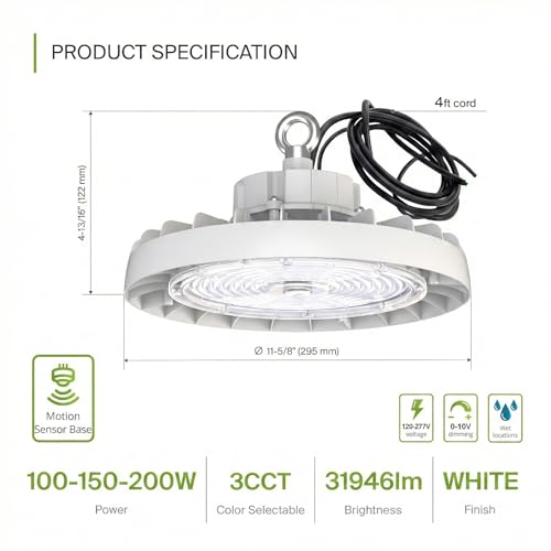200W LED High Bay UFO Lighting (White)