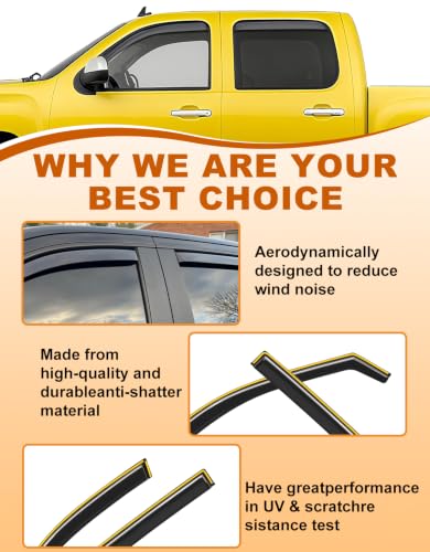 Window Rain Guards for 2007 (Fit for 2007-2013 Silverado/Sierra Crew Cab)