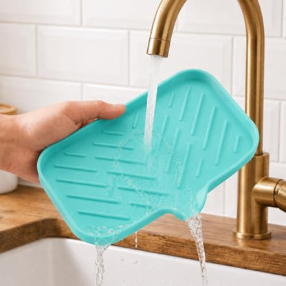 Silicone Soap Dish with Drain Spout (Mint / M(9.6"×5.3"))