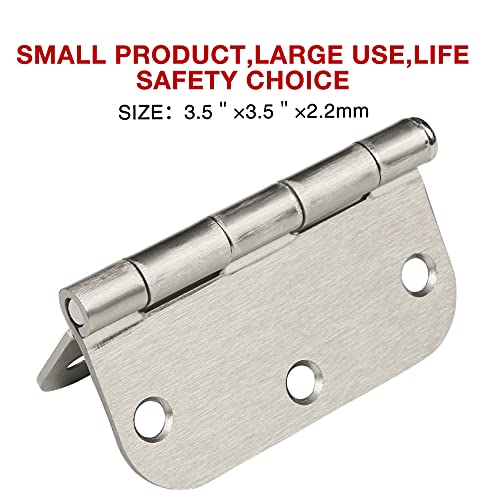 Rounded Door Hinges Brushed Nickel 3.5 Inch 5 (Satin Nickel-Rounded / 3 Pack-no squeak)
