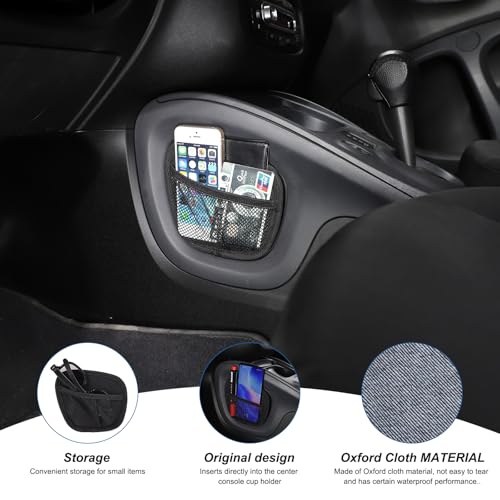 Center Console Hanging Organizer Storage Bag Gear Shift Storage Bag Compatible with Mercedes Benz Smart 453 Fortwo Forfour 2016 (Black)